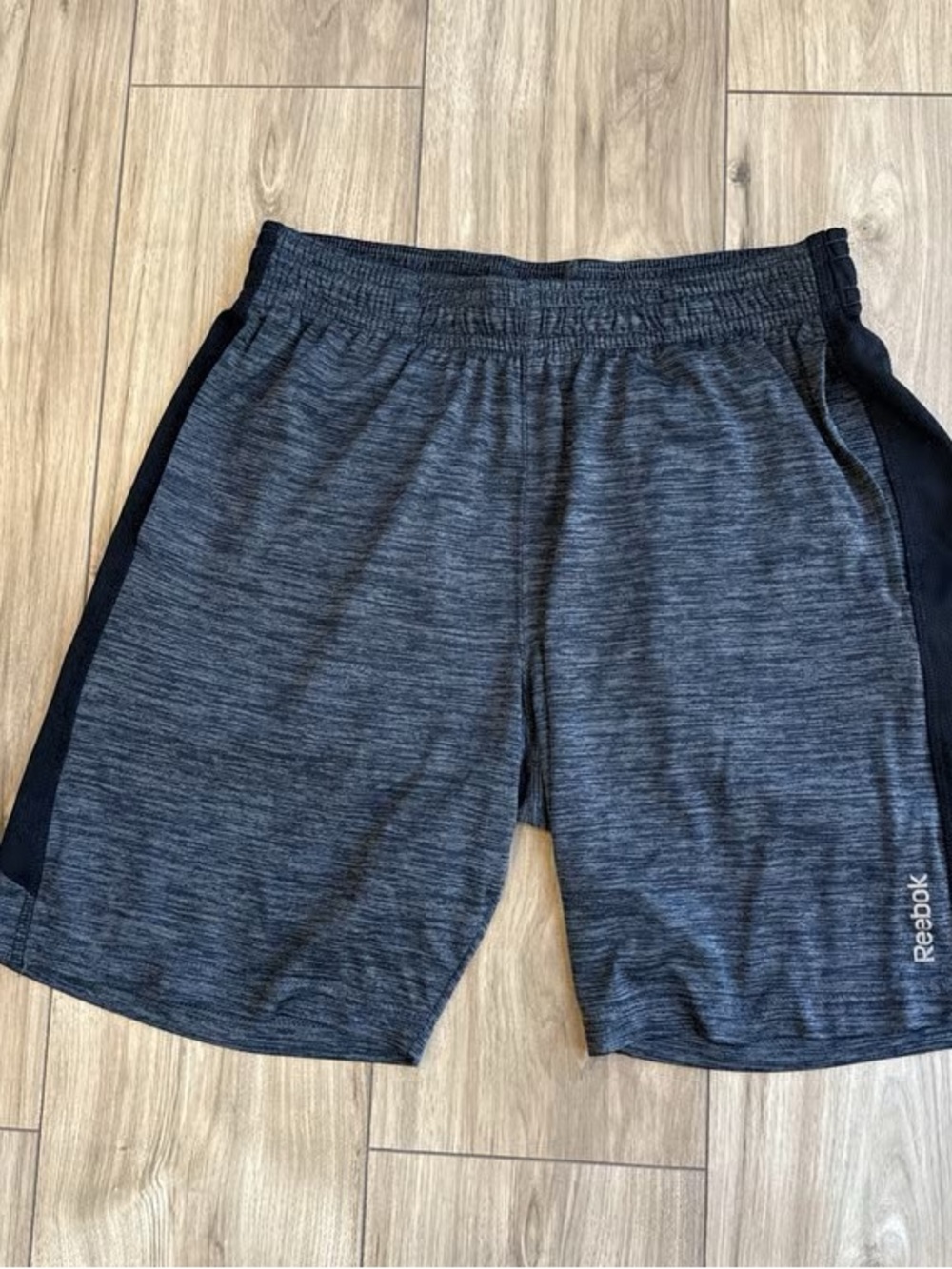 Reebok Men's Heather Gray Athletic Shorts with Black Side Panels